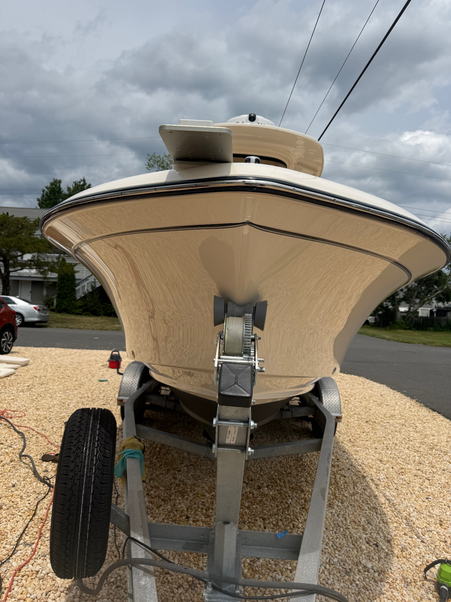Polished bow on trailer